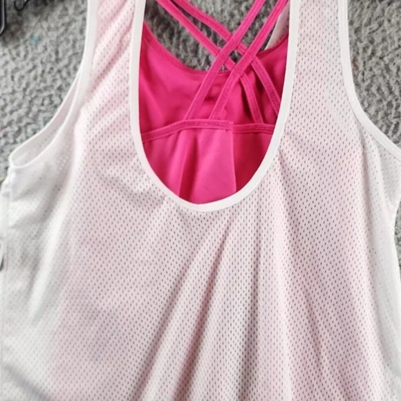 Ideology Mesh 2-in-1 Sleeveless Tank Top Big Girls Bright White Pullover | NEW💗 - Picture 5 of 8